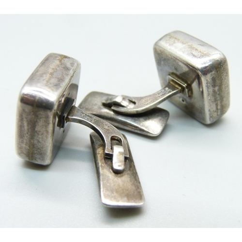 1032 - A pair of silver Georg Jensen cufflinks, 118, London import mark for 1973