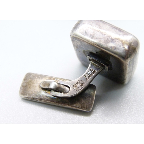 1032 - A pair of silver Georg Jensen cufflinks, 118, London import mark for 1973