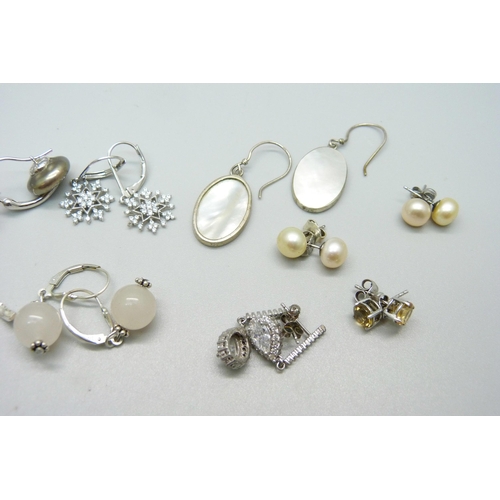 1039 - Twelve pairs of silver earrings