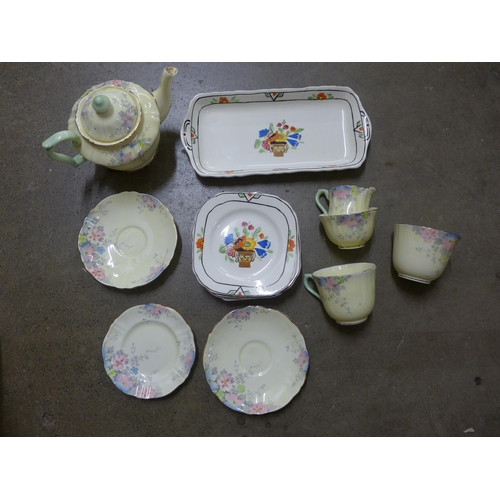 1058 - A Hancock's Ivory Ware hand painted Art Deco sandwich set and a Crown Staffordshire breakfast set **... 