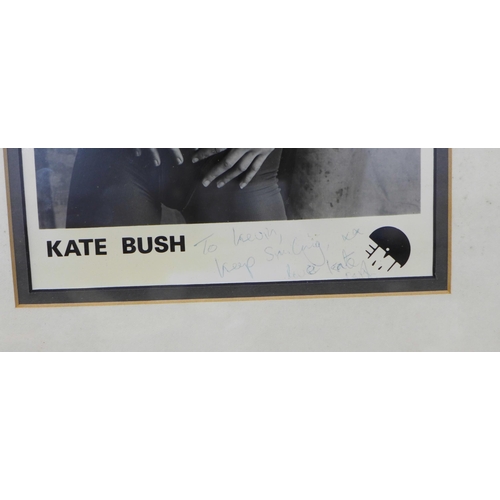 612 - A Kate Bush signed EMI promotional card display signed 'To Kevin keep Smiling, Love Kate Bush'
