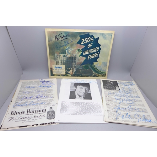 625 - An autographed selection including signed lobby card, Bill Travers, William Sylvester lobby card, pr... 