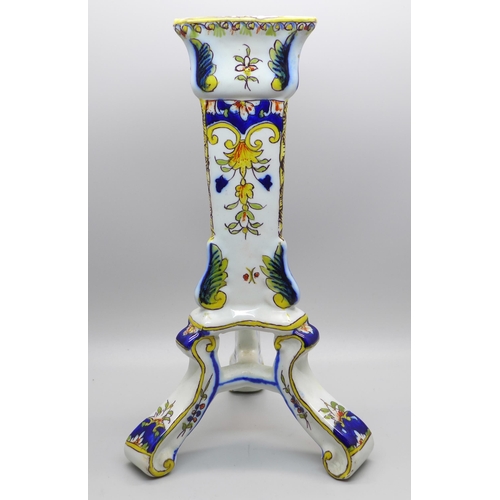 634 - A French faience candlestick, 9