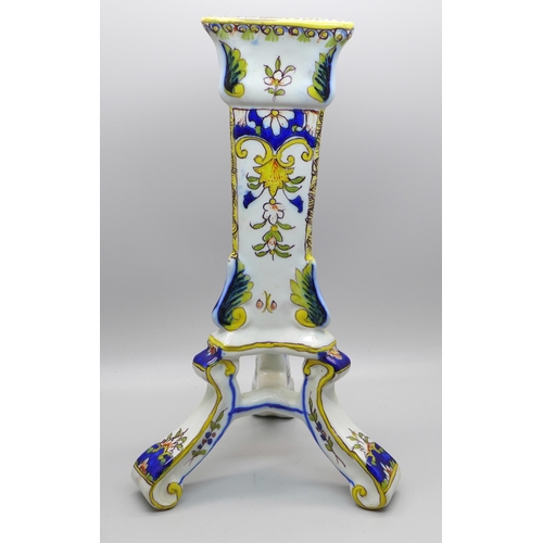 634 - A French faience candlestick, 9