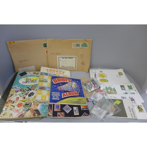 657 - A collection of stamps in albums and loose, some 1980s stamp first day covers, also with one volume ... 