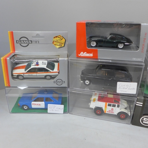 667 - Corgi, Schuco, Gama and other die-cast model vehicles including hovercraft, emergency service vehicl... 