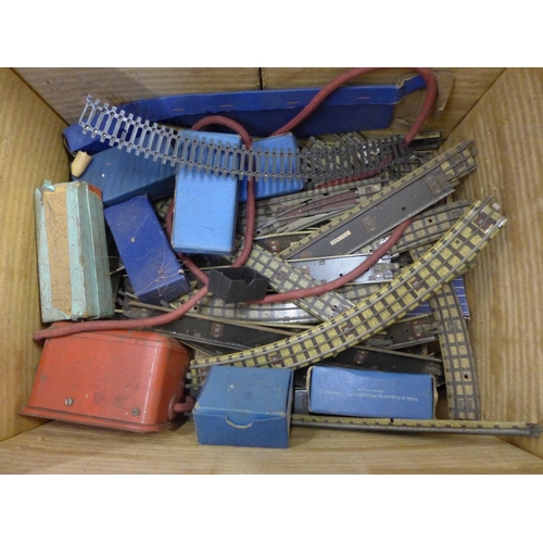 693 - A collection of Hornby Dublo model rail, mainly track and some boxed wagons and accessories,