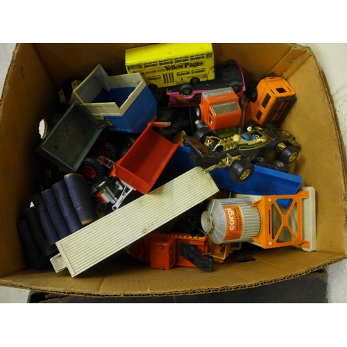 701 - A collection of die-cast model vehicles including a case full of early Dinky Toys, playworn