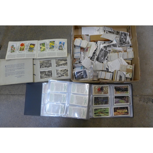 717 - Cigarette cards; a box of cigarette and trade cards