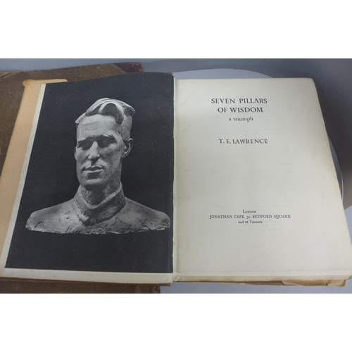 742 - T.E. Lawrence, Seven Pillars of Wisdom, Fly Dressers' Guide by John Veniard and one volume, Old Engl... 