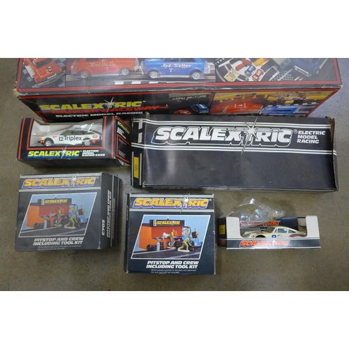 758 - A Scalextric Banger Raceway set, additional cars and accessories