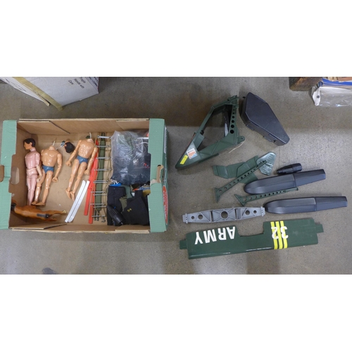 760 - A collection of Action Man figures, clothing, accessories and a sea plane