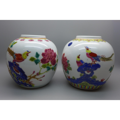 779 - Two oriental ginger jars, lacking lids