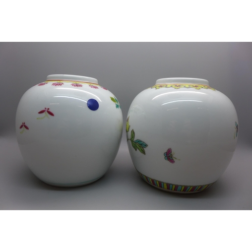 779 - Two oriental ginger jars, lacking lids