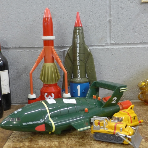 783 - Five Gerry Anderson Thunderbirds models, 1, 2, 3 and 4 and Firefly