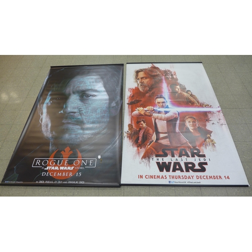 786 - Two Star Wars promotional film banners, The Last Jedi and Rogue One