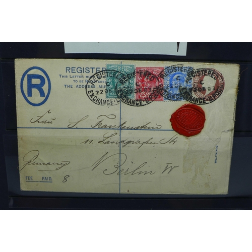 793 - Stamps; double sided stock sheet of Queen Victoria and Edward VII perfins including high value stamp... 