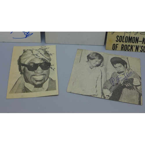 795 - Music, a small collection of signed cuttings including Soloman King and Don Covay, etc. (5)