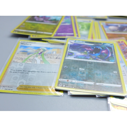 803 - 76 Reverse holographic Pokemon cards, Silver Tempest including Black Star rares, pack fresh in prote... 