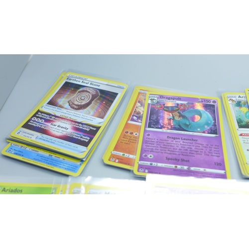 804 - Eighty holographic Pokemon cards, Silver Tempest, all Black Star rares, in protective sleeves pack f... 