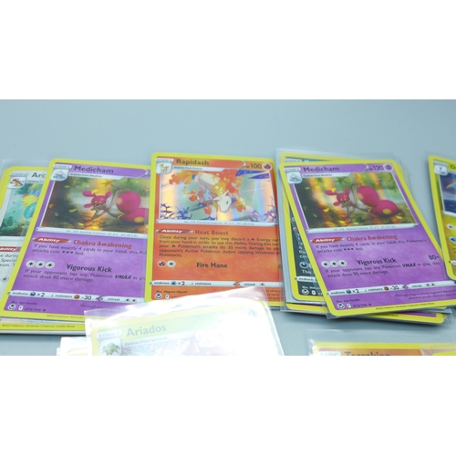 804 - Eighty holographic Pokemon cards, Silver Tempest, all Black Star rares, in protective sleeves pack f... 