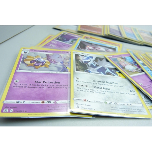 806 - 84 Holo and reverse holo Pokemon cards, from sets Celebrations, Evolving Skies, Brilliant Starts inc... 