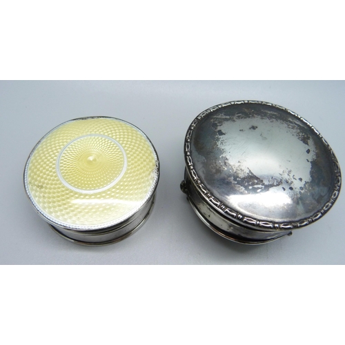 811 - Two silver trinket boxes, a/f