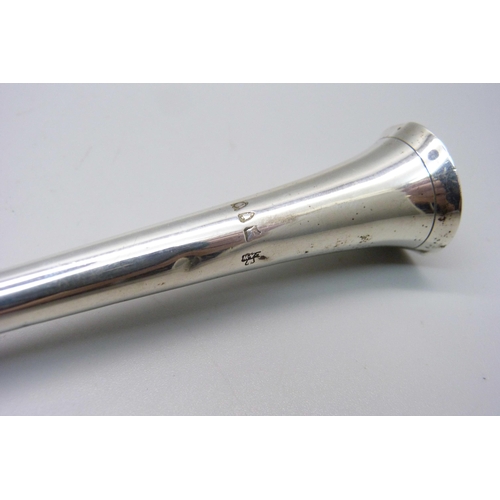 826 - A Victorian silver hunting horn, London 1895, maker West & Son, 30cm