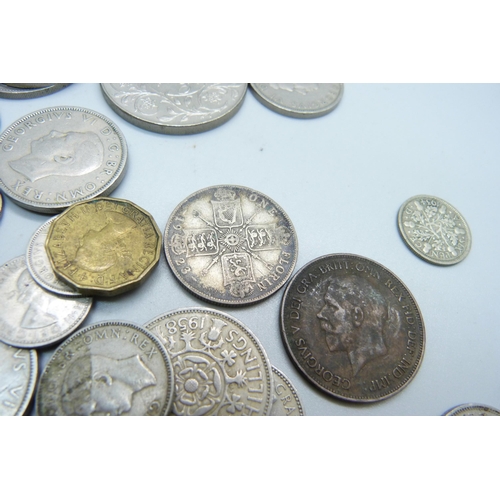 849 - A collection of British coinage, including some silver, 47g of 1920 to 1946 coins and one 1912 silve... 