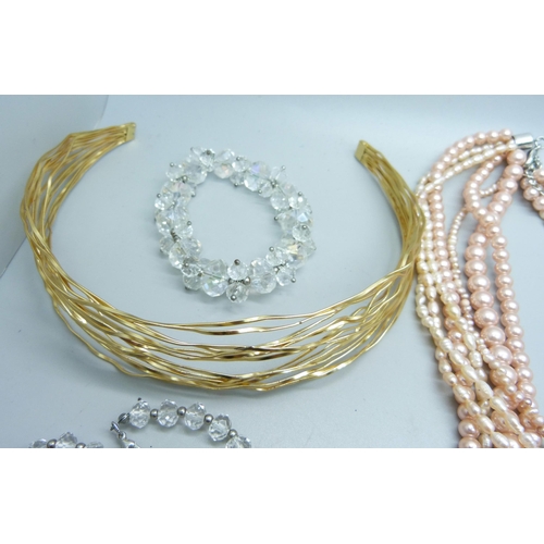 855 - Two Past Times jewellery sets, matching crystal necklace and bracelet and another crystal necklace, ... 