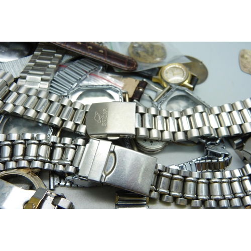 862 - A collection of watches and watch bracelets, for spares and repair