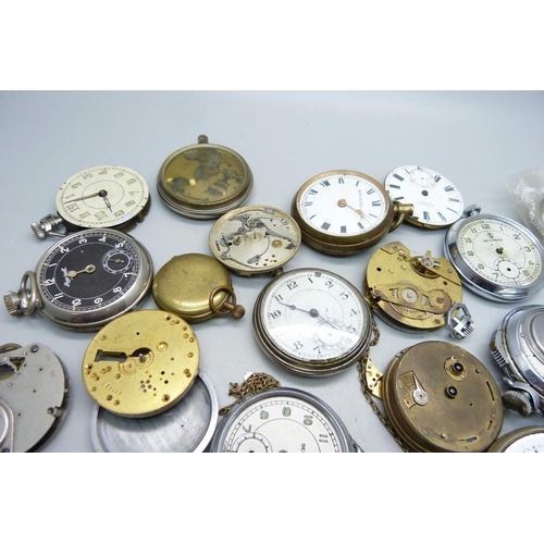 875 - A collection of pocket watches and pocket watch movements, a/f