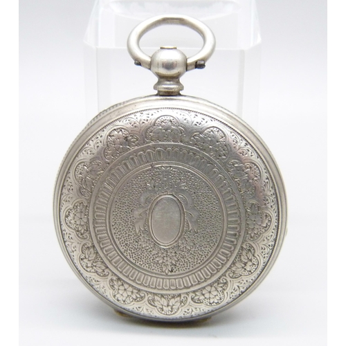 965 - A silver fob watch