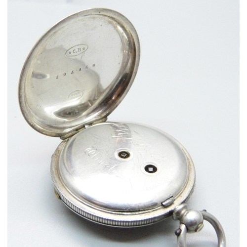 965 - A silver fob watch