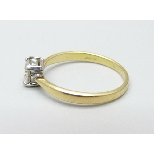 969 - An 18ct gold and diamond solitaire ring, 2.5g, P, approximately 0.5 carat diamond weight