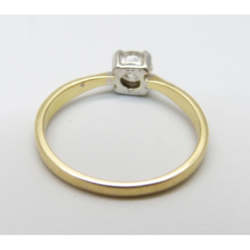 969 - An 18ct gold and diamond solitaire ring, 2.5g, P, approximately 0.5 carat diamond weight