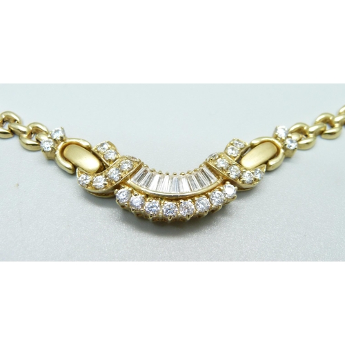 970 - A 14ct gold and diamond set necklace, 25.8g, 42cm