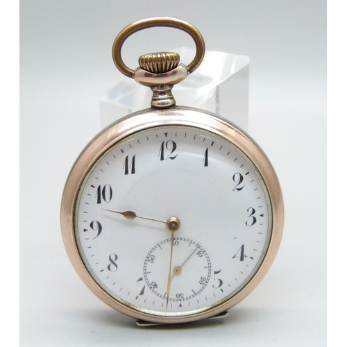 980 - A German .800 silver pocket watch by Junghans,  with gold applied decoration,