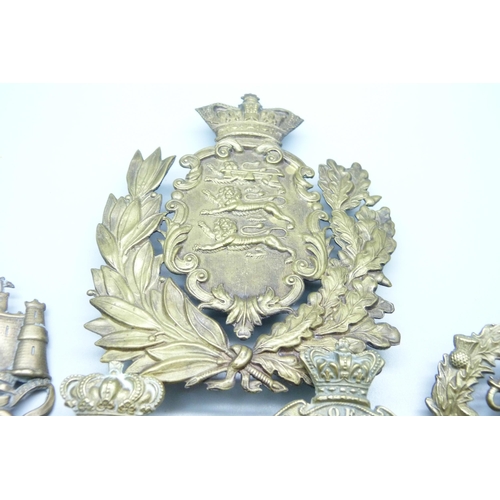 990 - Victorian British Army helmet plates and cap badges