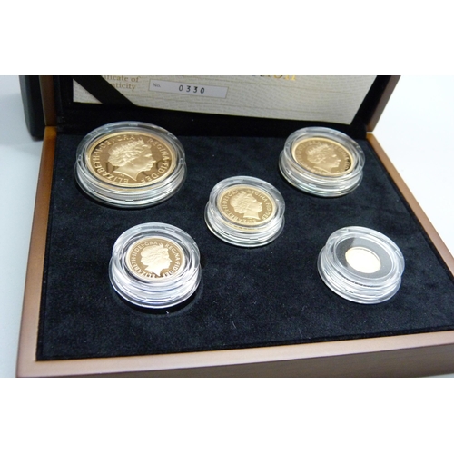 994 - The Royal Mint 2010 UK gold proof five-coin collection, No. 0330