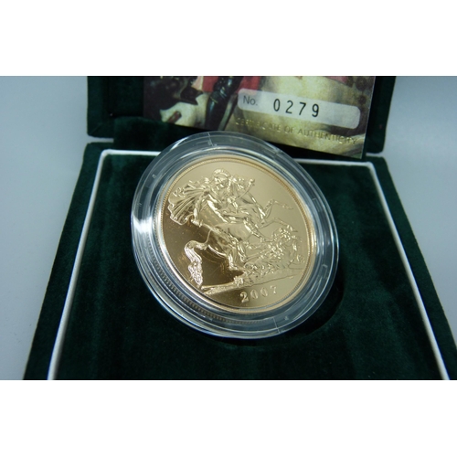 999 - The Royal Mint 2007 Brilliant Uncirculated Gold Five-Pound Coin, No. 0279