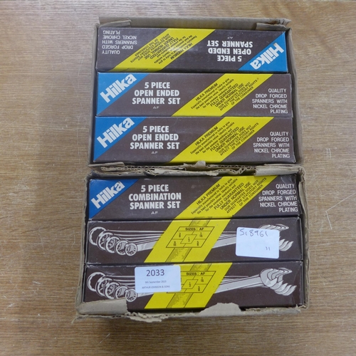 2033 - Two boxes of Hilka open-ended spanner sets * This lot is subject to VAT