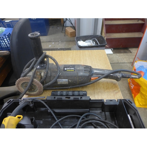 2049 - A Black & Decker angle grinder and a DeWalt drill - both 110v - W