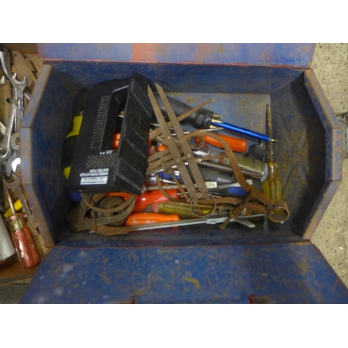 2064 - Three metal toolboxes of tools mostly spanners and screwdrivers