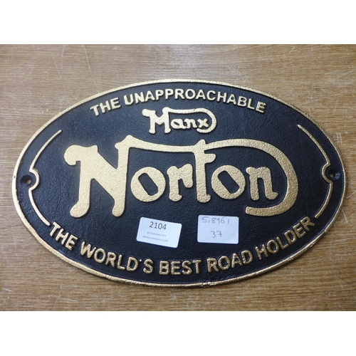 2104 - A Norton cast metal sign * This lot is subject to VAT