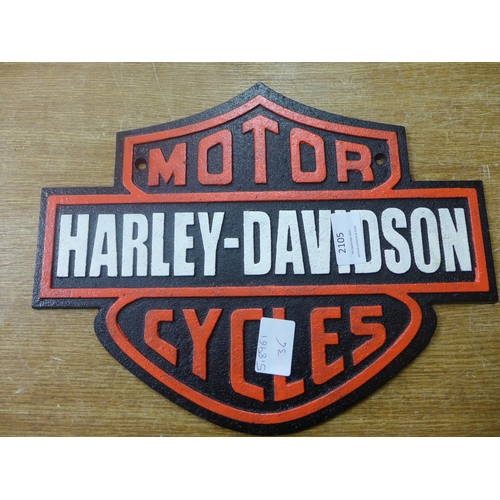 2105 - A Harley-Davidson cast metal sign * This lot is subject to VAT