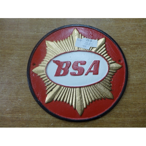 2113 - A red and gold BSA sign * This lot is subject to VAT