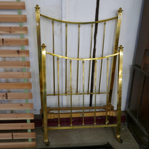 206 - A Victorian style brass single bed, retailed by Heal & Son, London