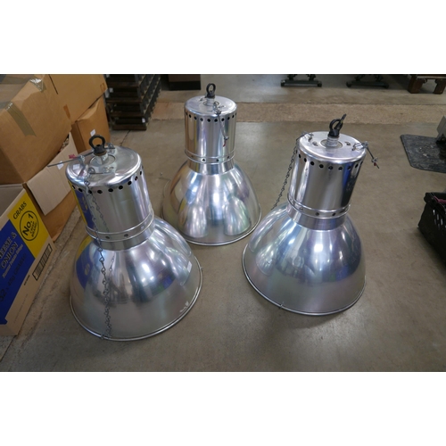 218 - A set of three industrial hanging ceiling lights