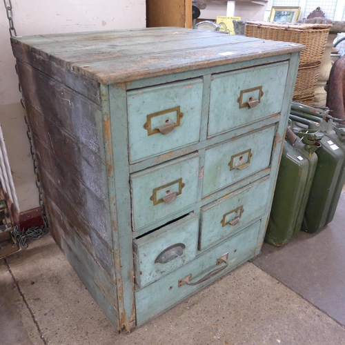 240 - A vintage painted pine industrial chest